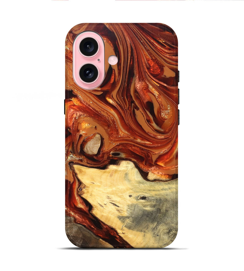iPhone 16 Wood Live Edge Phone Case - Luna (Red, 820723)