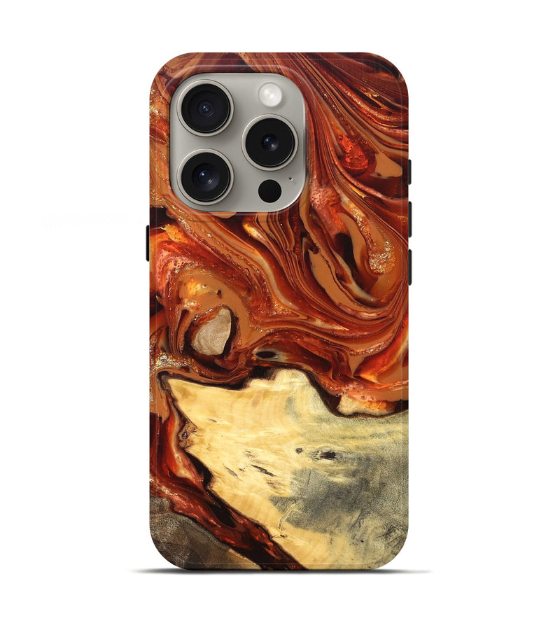 iPhone 16 Pro Wood Live Edge Phone Case - Luna (Red, 820723)