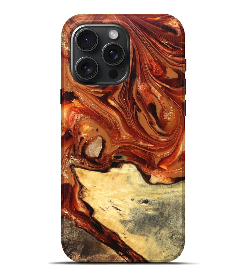 iPhone 16 Pro Max Wood Live Edge Phone Case - Luna (Red, 820723)