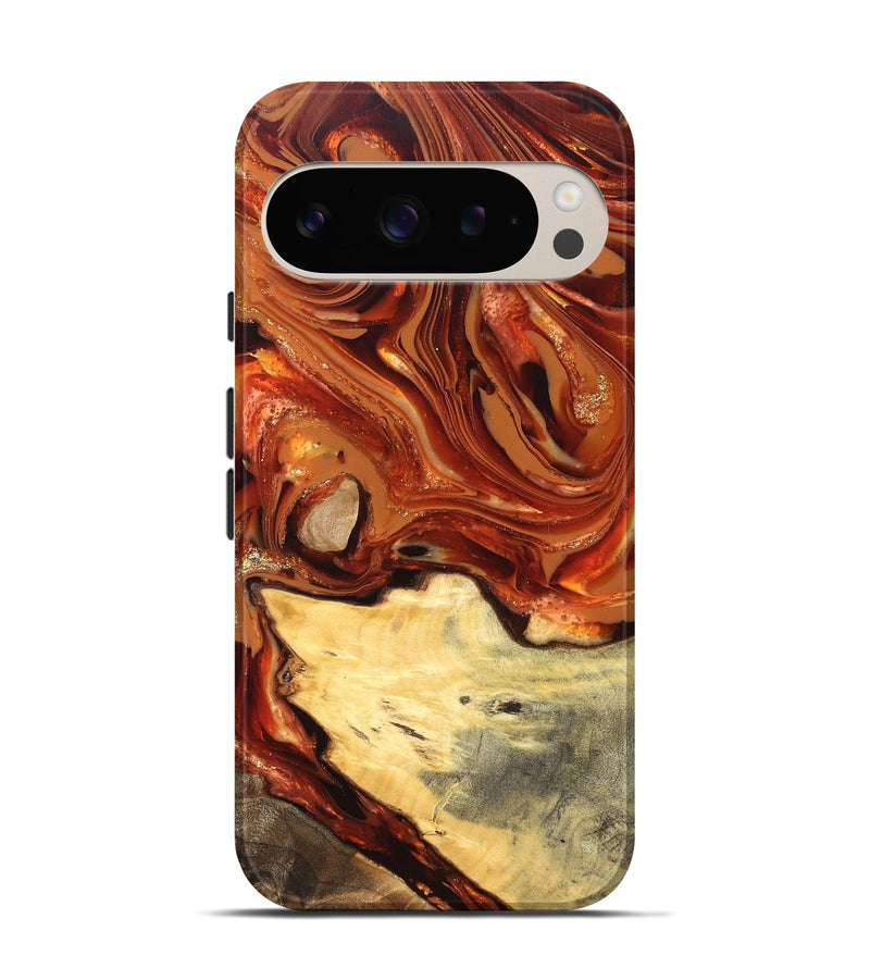 Pixel 9 Pro Wood Live Edge Phone Case - Luna (Red, 820723)