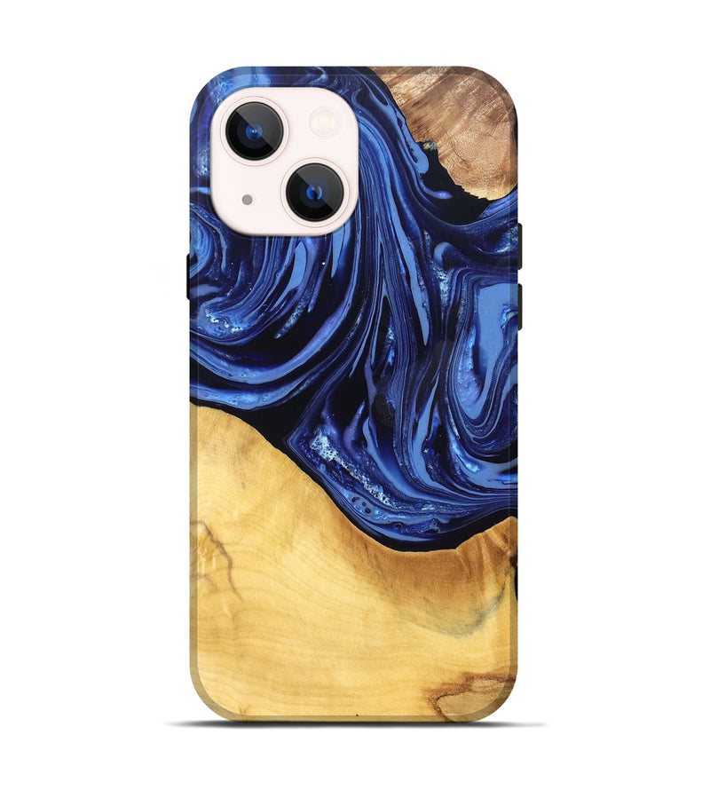 iPhone 14 Wood Live Edge Phone Case - Reina (Blue, 820725)