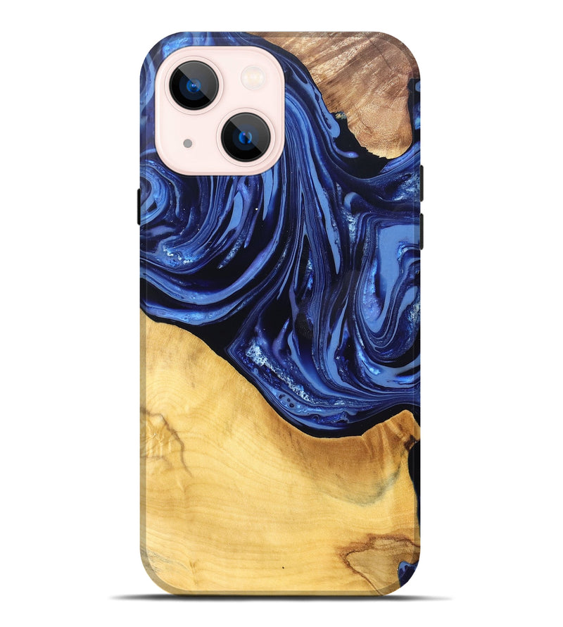 iPhone 14 Plus Wood Live Edge Phone Case - Reina (Blue, 820725)