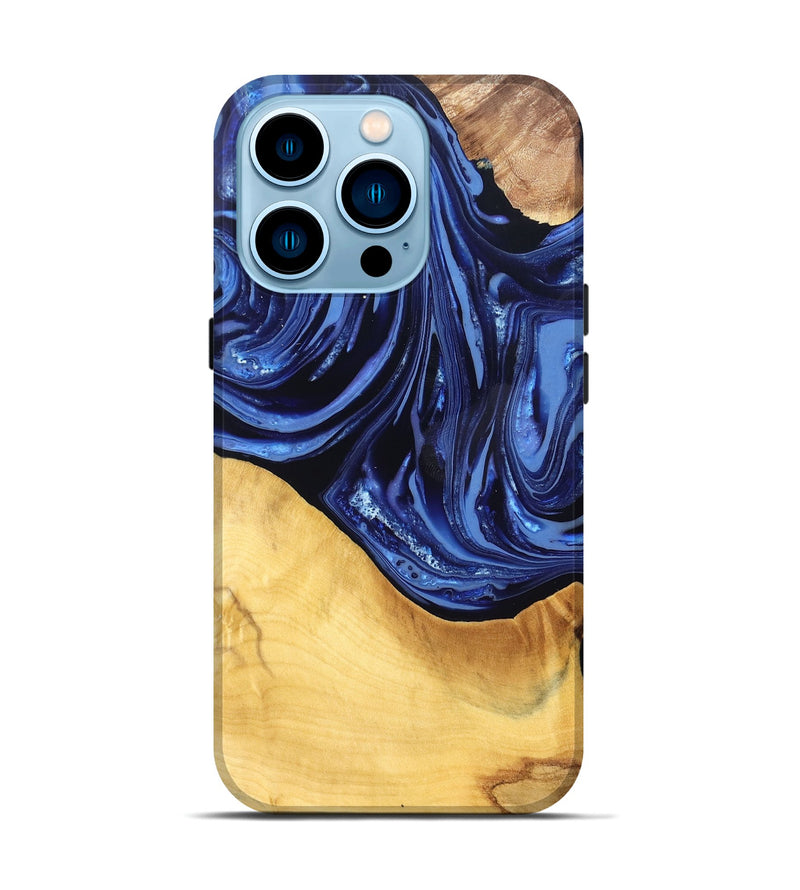 iPhone 14 Pro Wood Live Edge Phone Case - Reina (Blue, 820725)