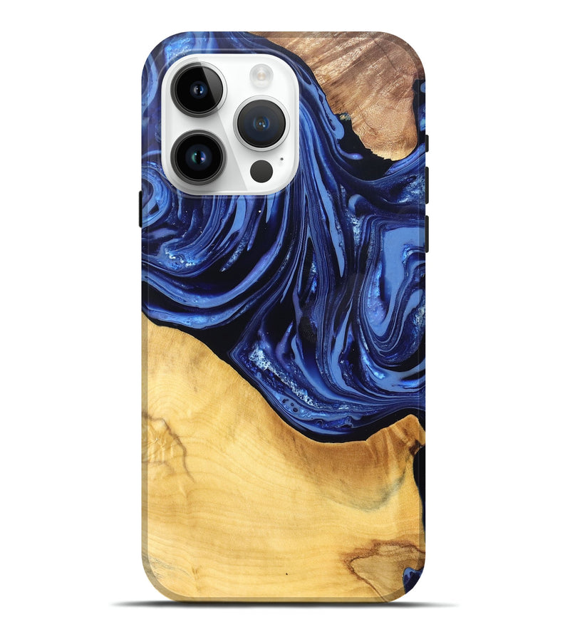 iPhone 15 Pro Max Wood Live Edge Phone Case - Reina (Blue, 820725)