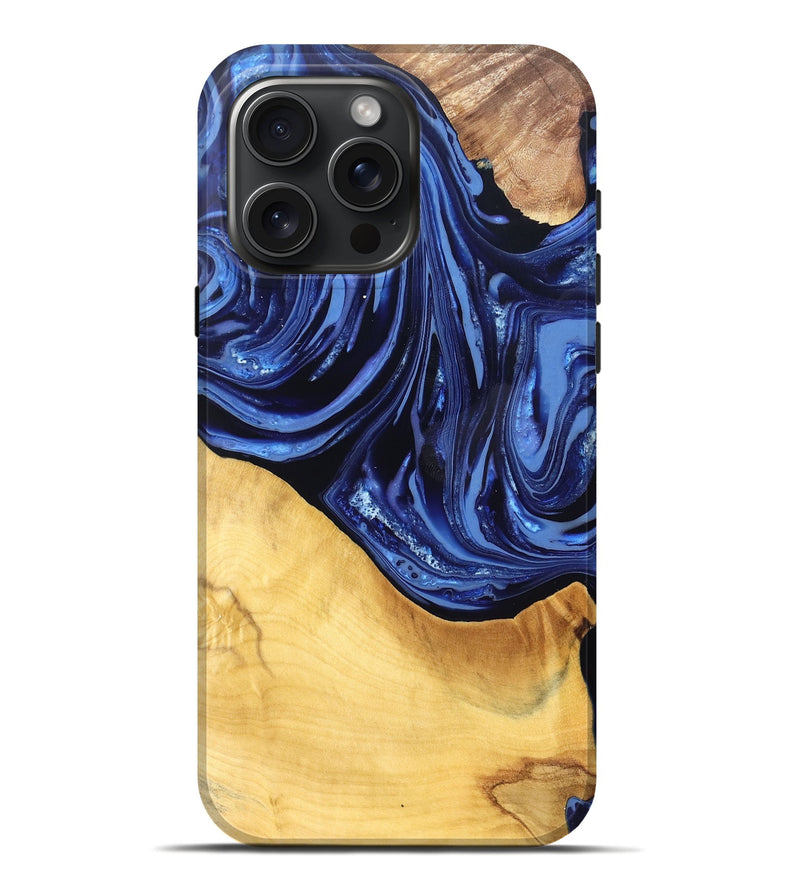 iPhone 16 Pro Max Wood Live Edge Phone Case - Reina (Blue, 820725)
