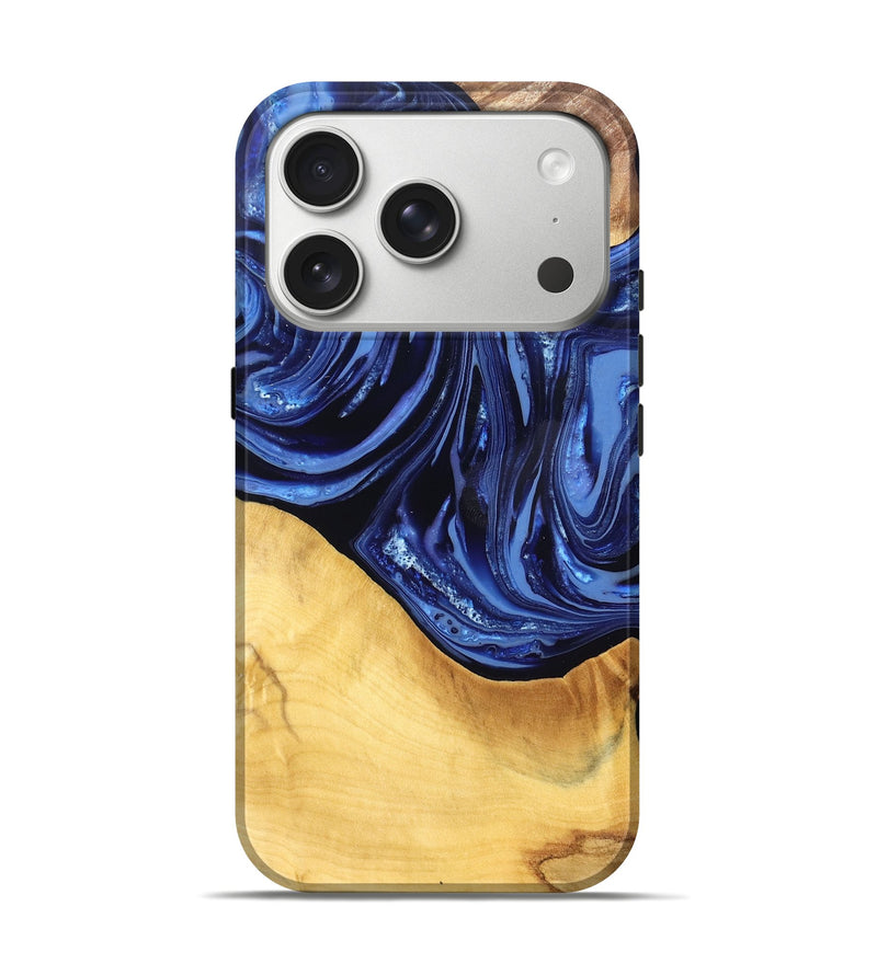 iPhone 17 Pro Wood Live Edge Phone Case - Reina (Blue, 820725)
