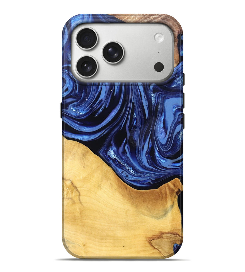 iPhone 17 Pro Max Wood Live Edge Phone Case - Reina (Blue, 820725)