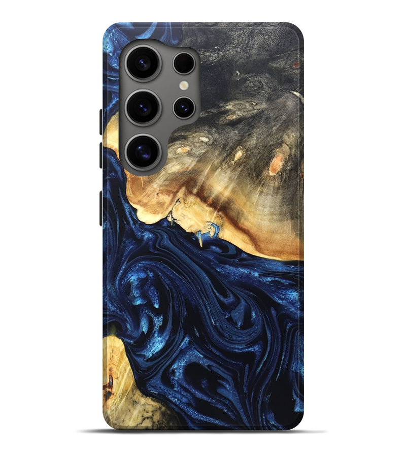 Galaxy S25 Ultra Wood Live Edge Phone Case - Rosanne (Blue, 820726)