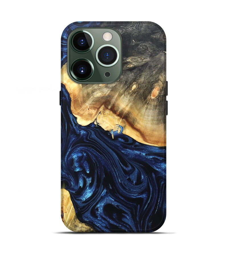 iPhone 13 Pro Wood Live Edge Phone Case - Rosanne (Blue, 820726)