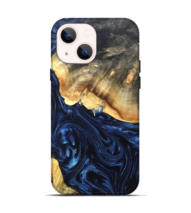iPhone 14 Wood Live Edge Phone Case - Rosanne (Blue, 820726)