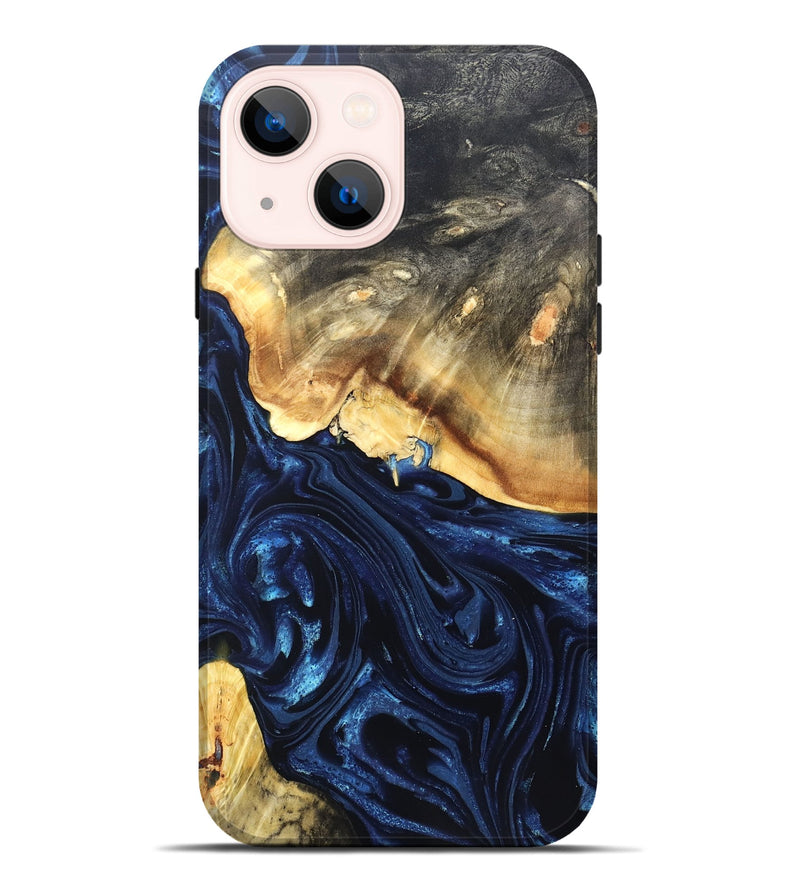 iPhone 14 Plus Wood Live Edge Phone Case - Rosanne (Blue, 820726)