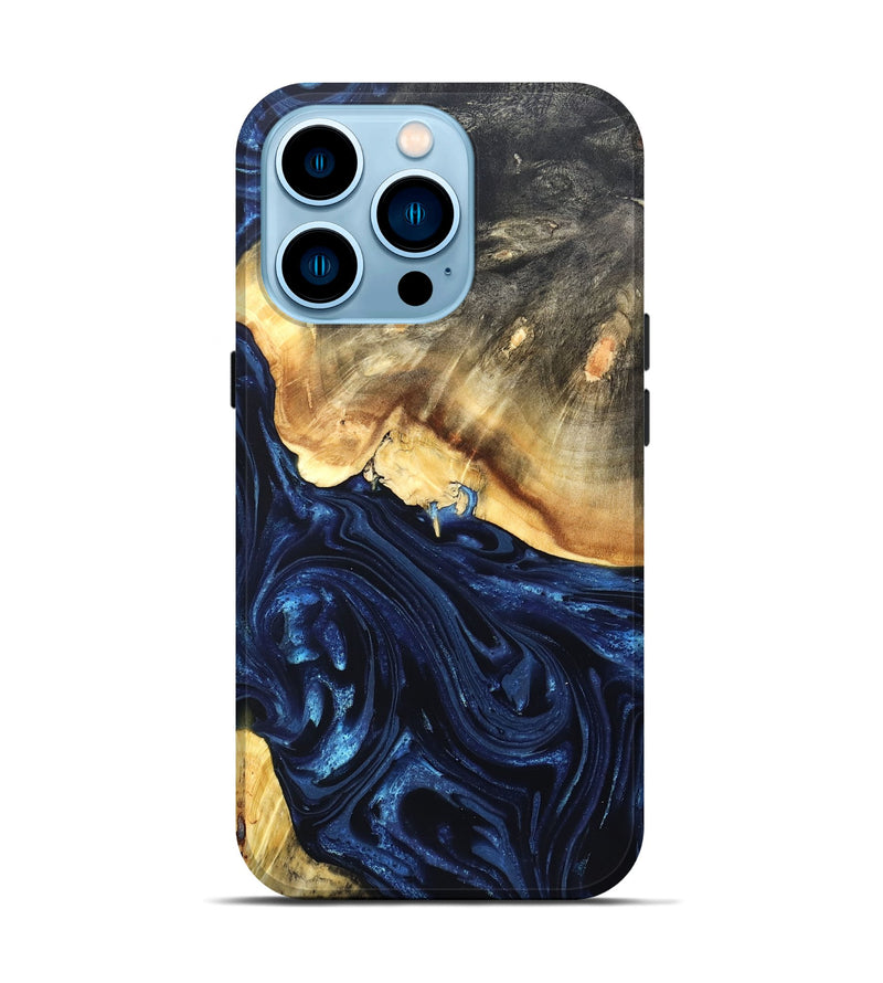iPhone 14 Pro Wood Live Edge Phone Case - Rosanne (Blue, 820726)