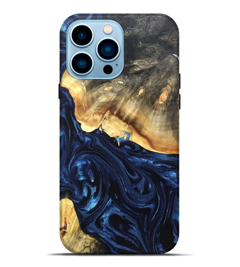 iPhone 14 Pro Max Wood Live Edge Phone Case - Rosanne (Blue, 820726)