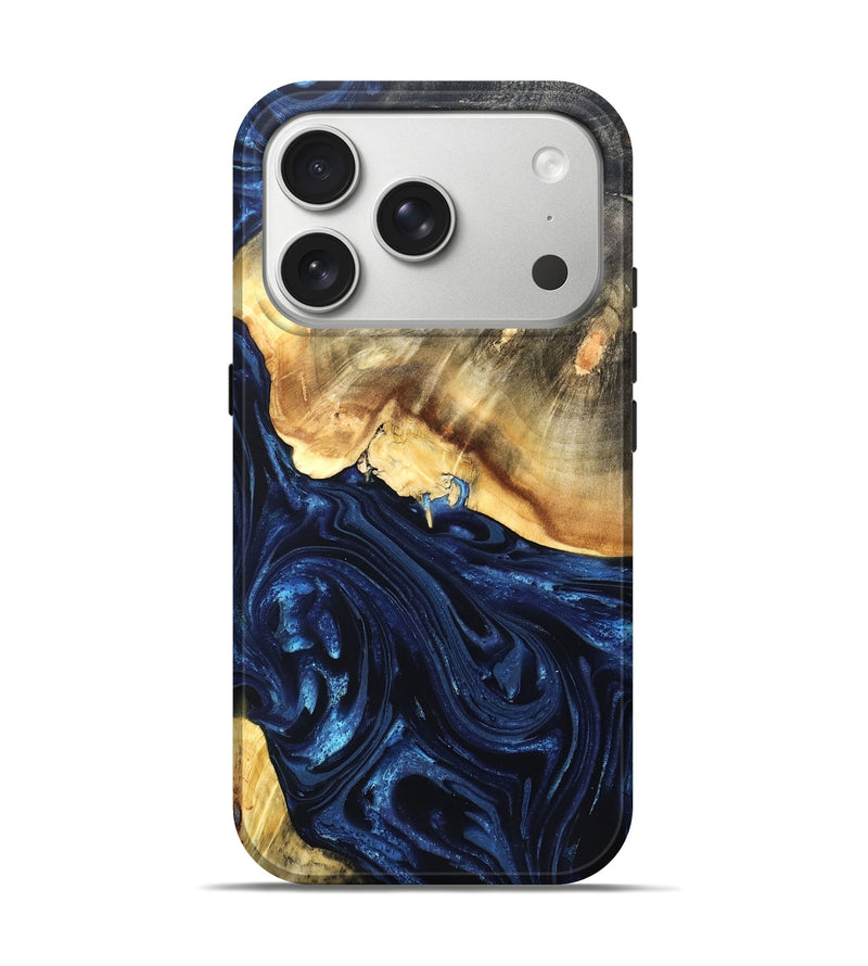 iPhone 17 Pro Wood Live Edge Phone Case - Rosanne (Blue, 820726)