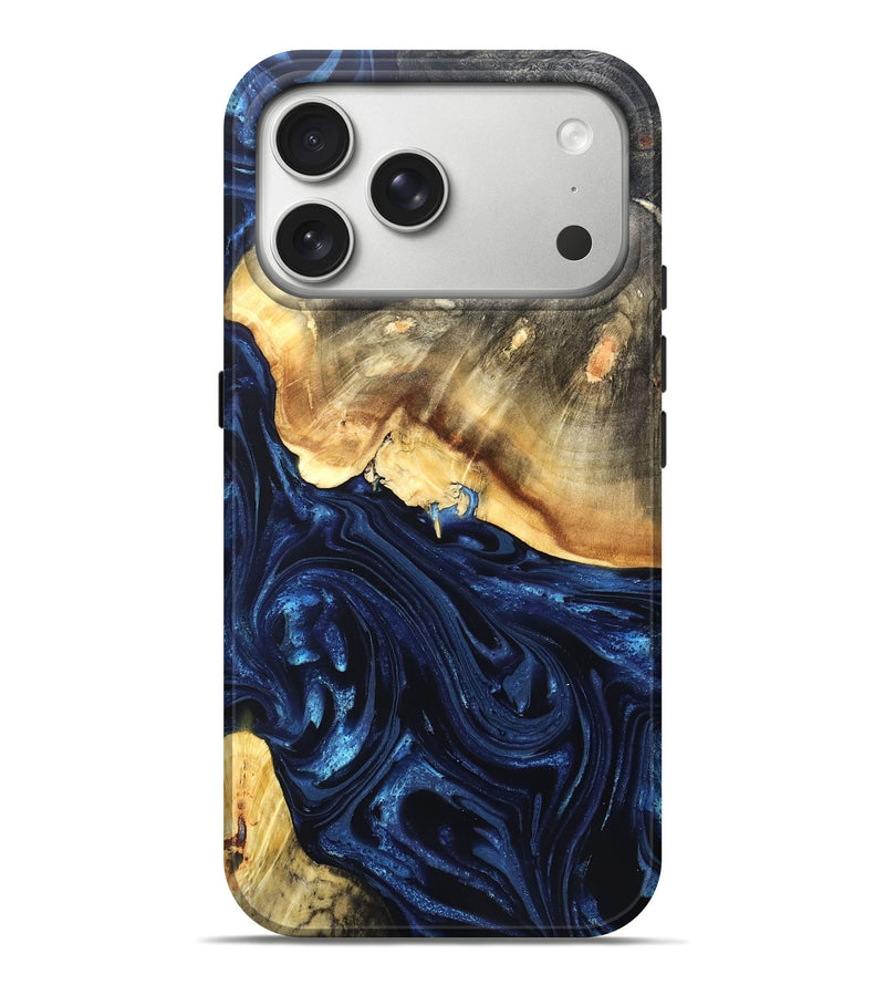 iPhone 17 Pro Max Wood Live Edge Phone Case - Rosanne (Blue, 820726)