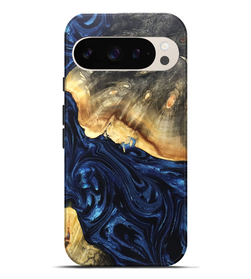 Pixel 9 Pro XL Wood Live Edge Phone Case - Rosanne (Blue, 820726)