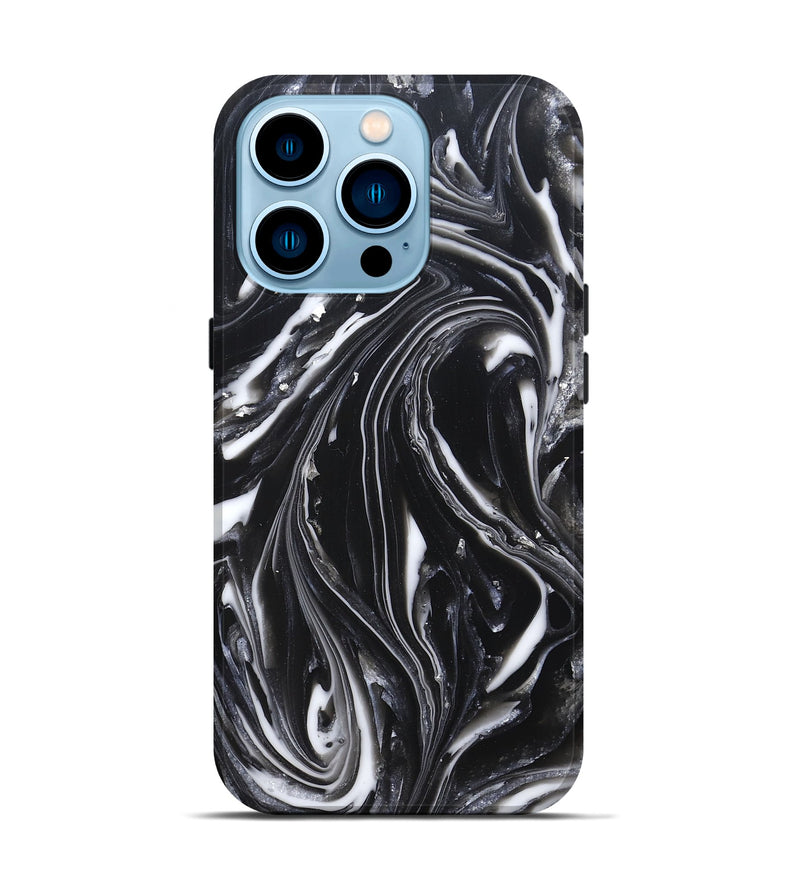 iPhone 14 Pro ResinArt Live Edge Phone Case - Meghann (Black & White, 820728)