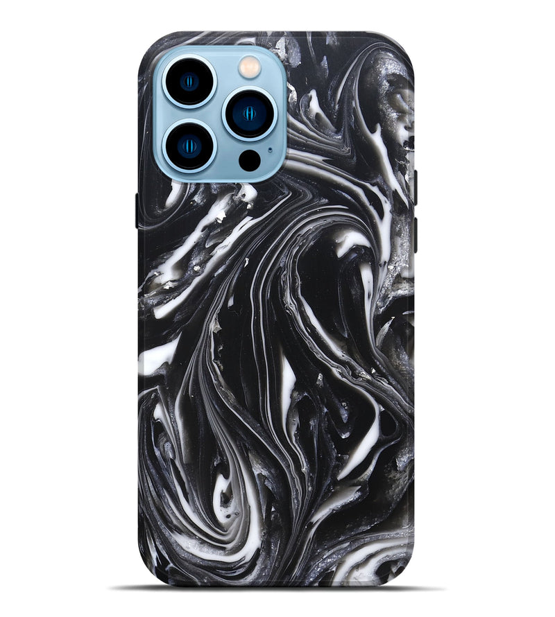 iPhone 14 Pro Max ResinArt Live Edge Phone Case - Meghann (Black & White, 820728)