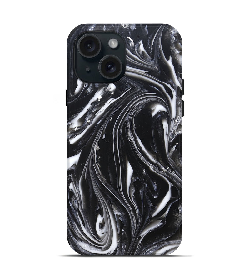 iPhone 15 ResinArt Live Edge Phone Case - Meghann (Black & White, 820728)