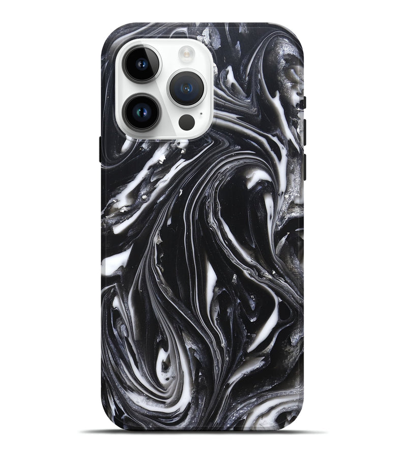 iPhone 15 Pro Max ResinArt Live Edge Phone Case - Meghann (Black & White, 820728)