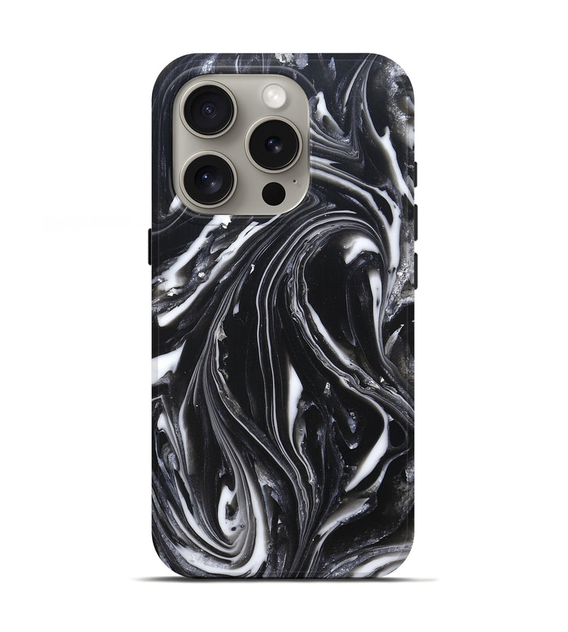 iPhone 16 Pro ResinArt Live Edge Phone Case - Meghann (Black & White, 820728)