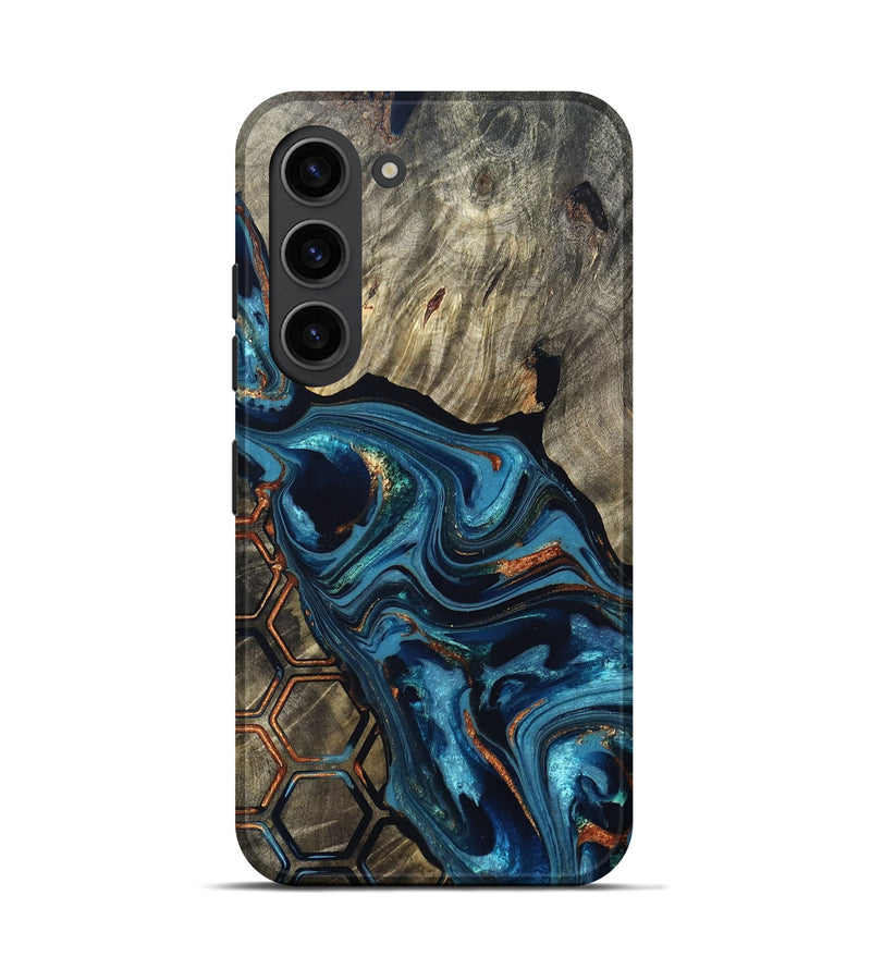 Galaxy S23 Wood Live Edge Phone Case - Kala (Teal & Gold, 820729)