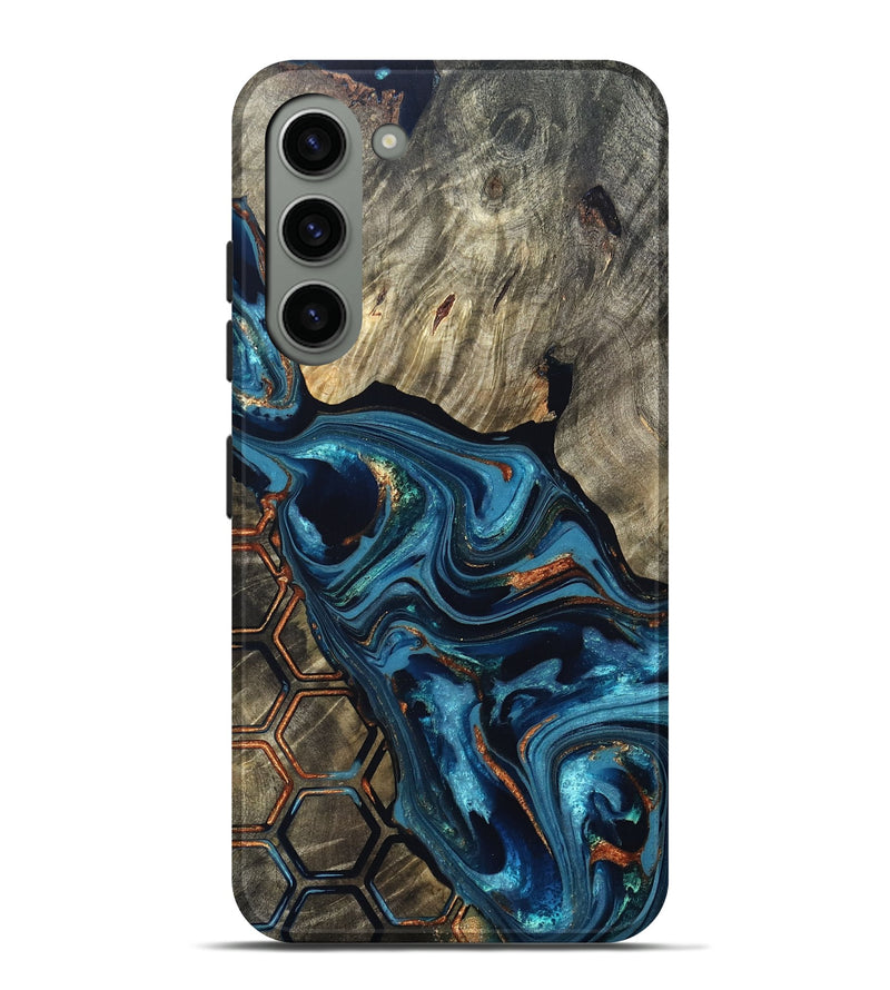 Galaxy S23 Plus Wood Live Edge Phone Case - Kala (Teal & Gold, 820729)