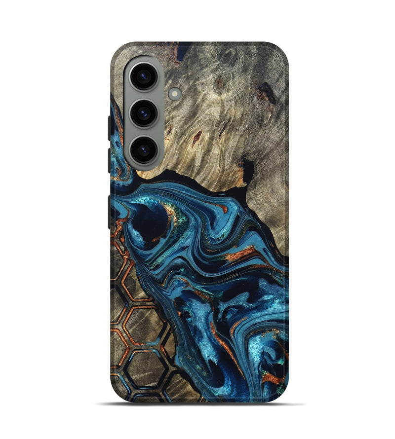 Galaxy S24 Wood Live Edge Phone Case - Kala (Teal & Gold, 820729)