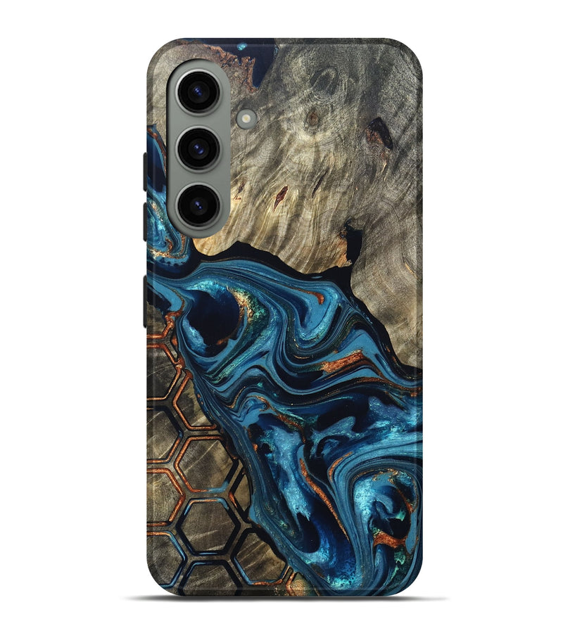 Galaxy S24 Plus Wood Live Edge Phone Case - Kala (Teal & Gold, 820729)