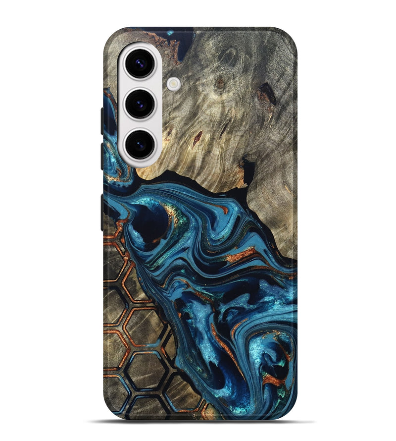Galaxy S25 Plus Wood Live Edge Phone Case - Kala (Teal & Gold, 820729)