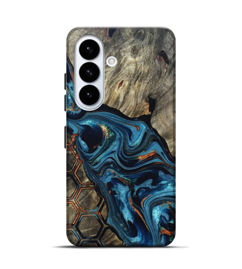 Galaxy S26 Wood Live Edge Phone Case - Kala (Teal & Gold, 820729)