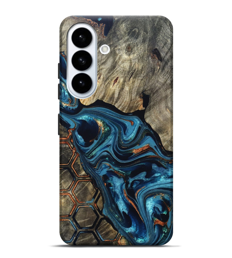 Galaxy S26 Plus Wood Live Edge Phone Case - Kala (Teal & Gold, 820729)