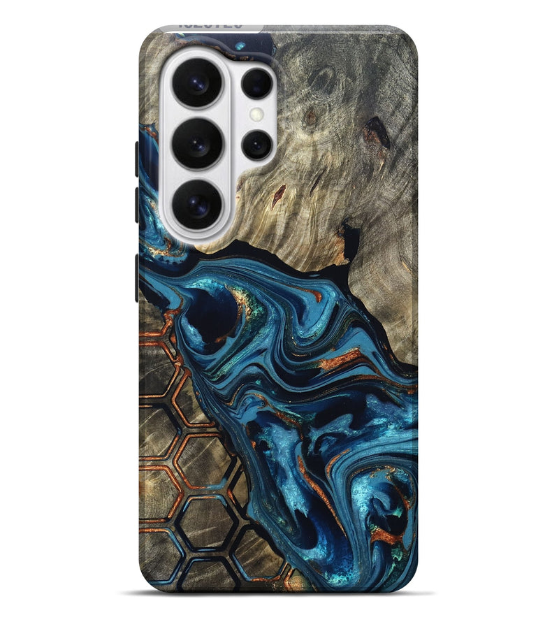 Galaxy S26 Ultra Wood Live Edge Phone Case - Kala (Teal & Gold, 820729)
