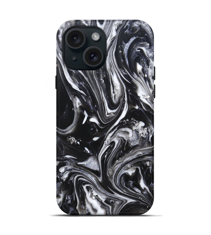 iPhone 15 ResinArt Live Edge Phone Case - Araya (Black & White, 820730)