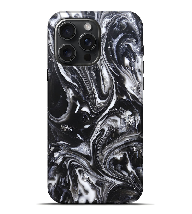 iPhone 16 Pro Max ResinArt Live Edge Phone Case - Araya (Black & White, 820730)
