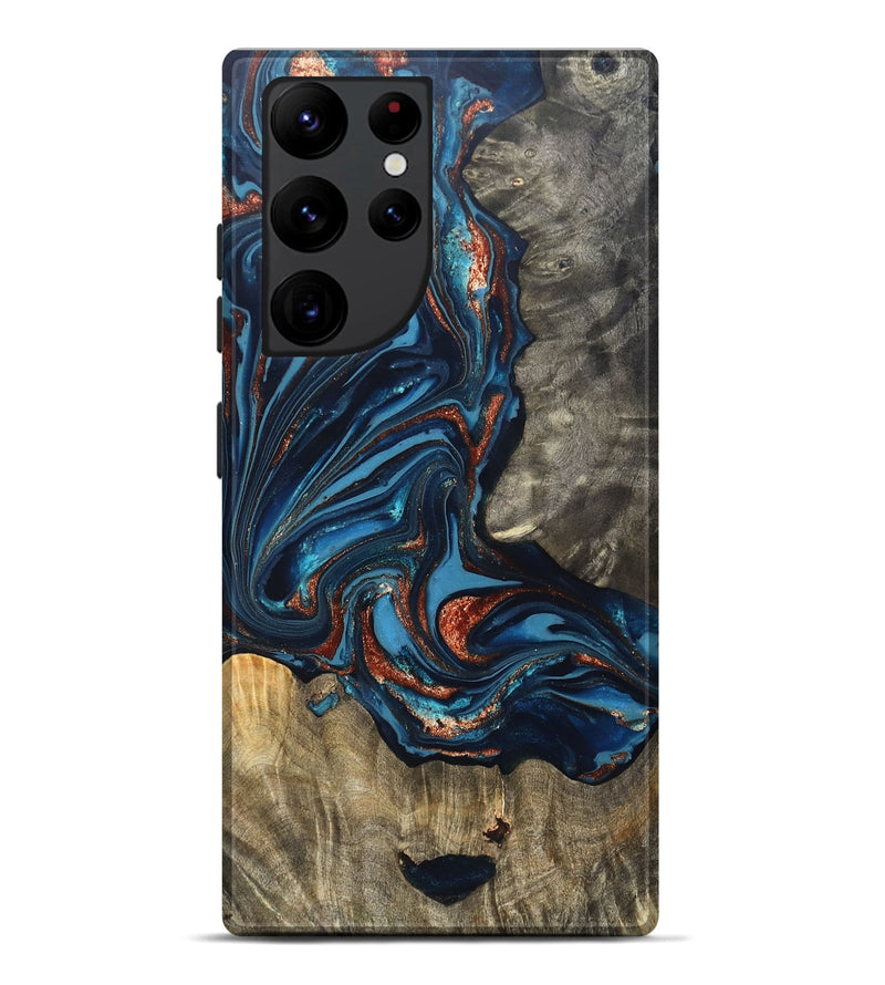 Galaxy S22 Ultra Wood Live Edge Phone Case - Todd (Teal & Gold, 820731)