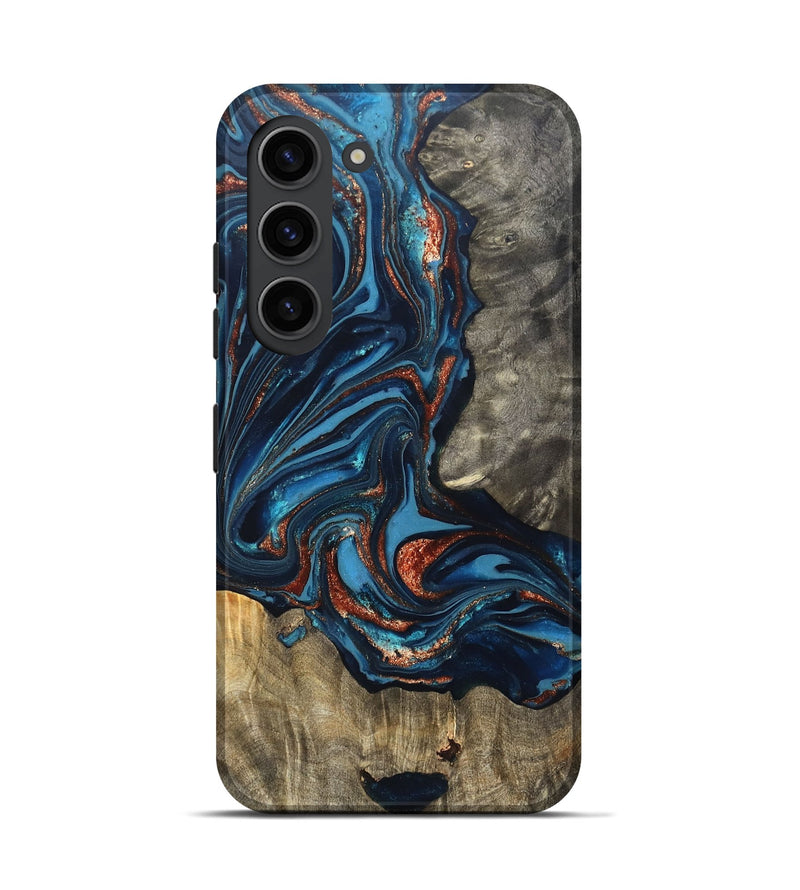 Galaxy S23 Wood Live Edge Phone Case - Todd (Teal & Gold, 820731)