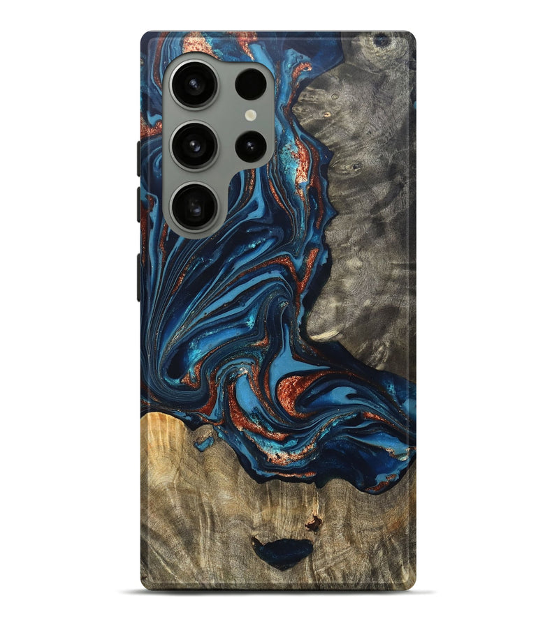 Galaxy S24 Ultra Wood Live Edge Phone Case - Todd (Teal & Gold, 820731)