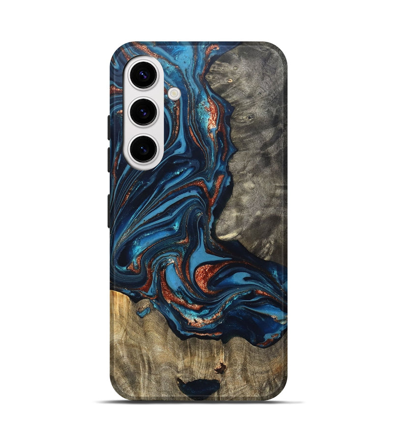 Galaxy S25 Wood Live Edge Phone Case - Todd (Teal & Gold, 820731)
