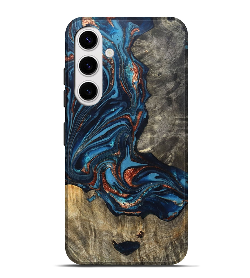 Galaxy S25 Plus Wood Live Edge Phone Case - Todd (Teal & Gold, 820731)