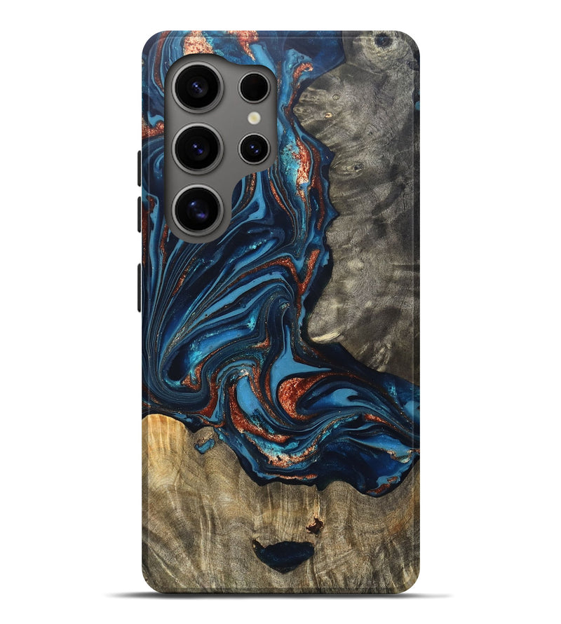 Galaxy S25 Ultra Wood Live Edge Phone Case - Todd (Teal & Gold, 820731)
