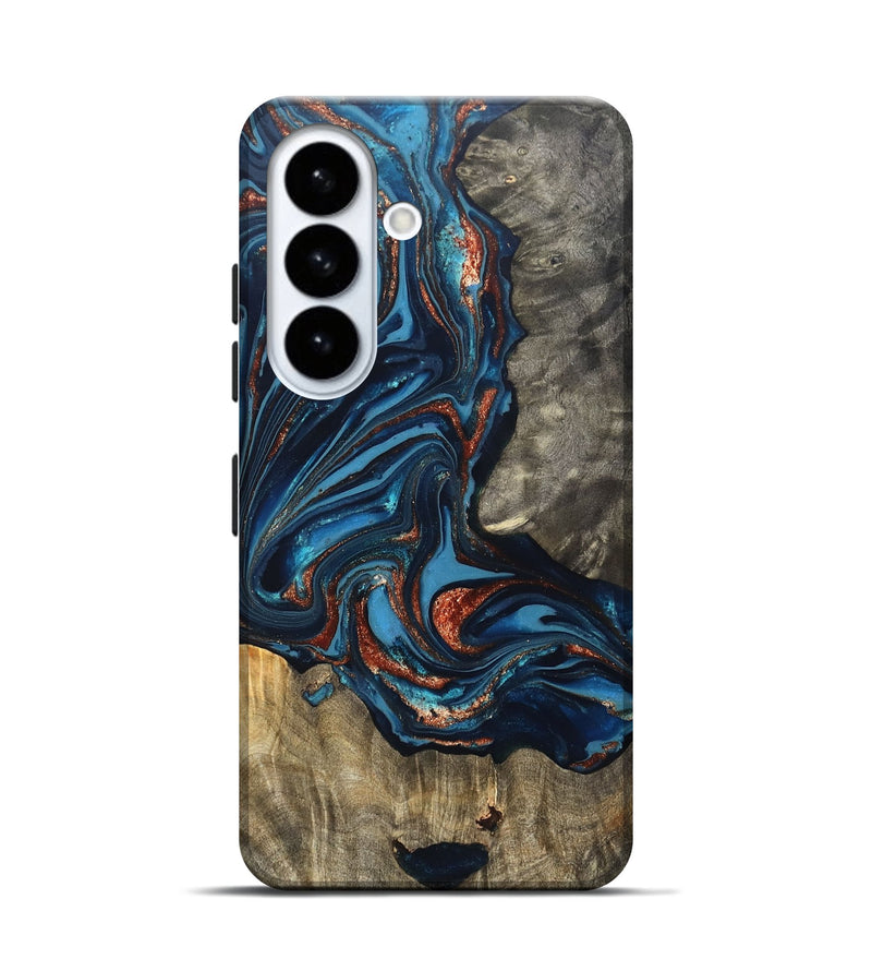 Galaxy S26 Wood Live Edge Phone Case - Todd (Teal & Gold, 820731)