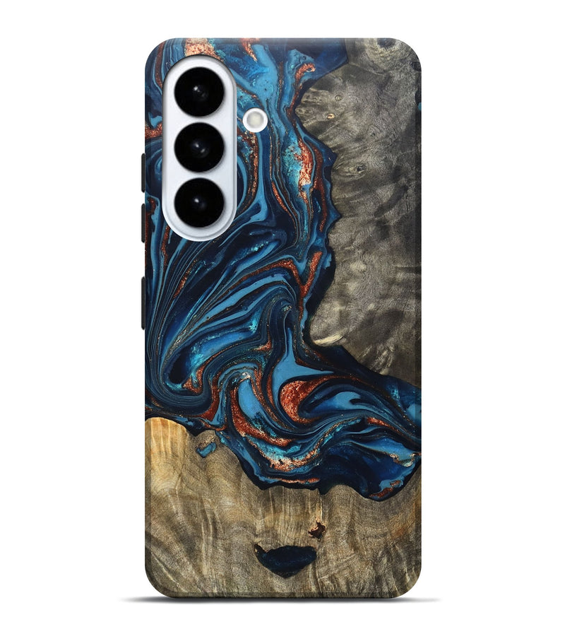 Galaxy S26 Plus Wood Live Edge Phone Case - Todd (Teal & Gold, 820731)