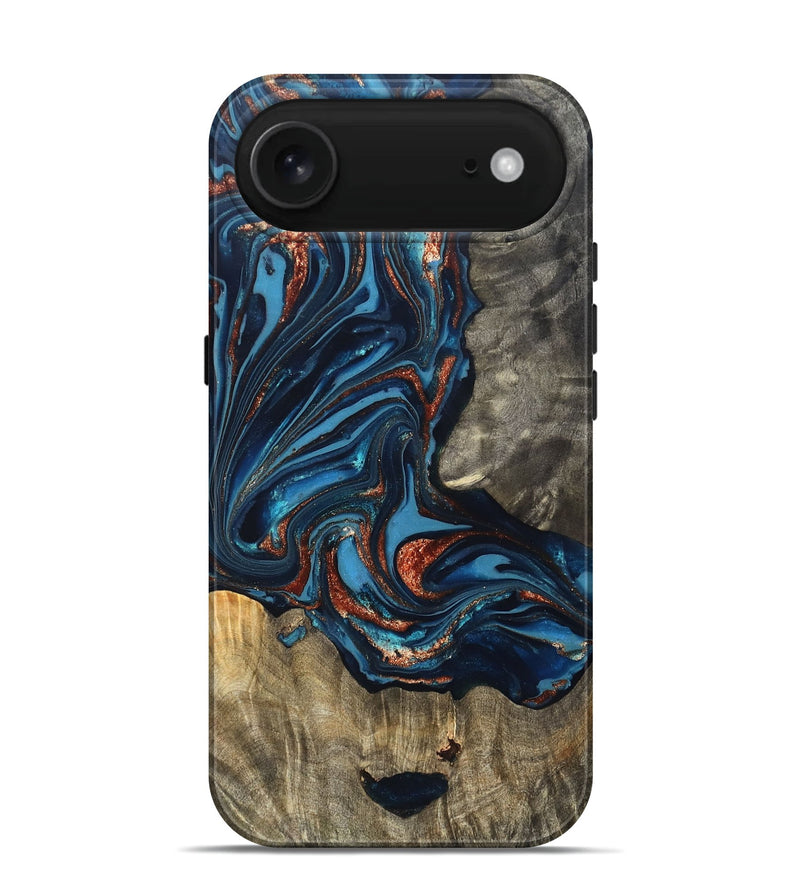 iPhone 17 Air Wood Live Edge Phone Case - Todd (Teal & Gold, 820731)
