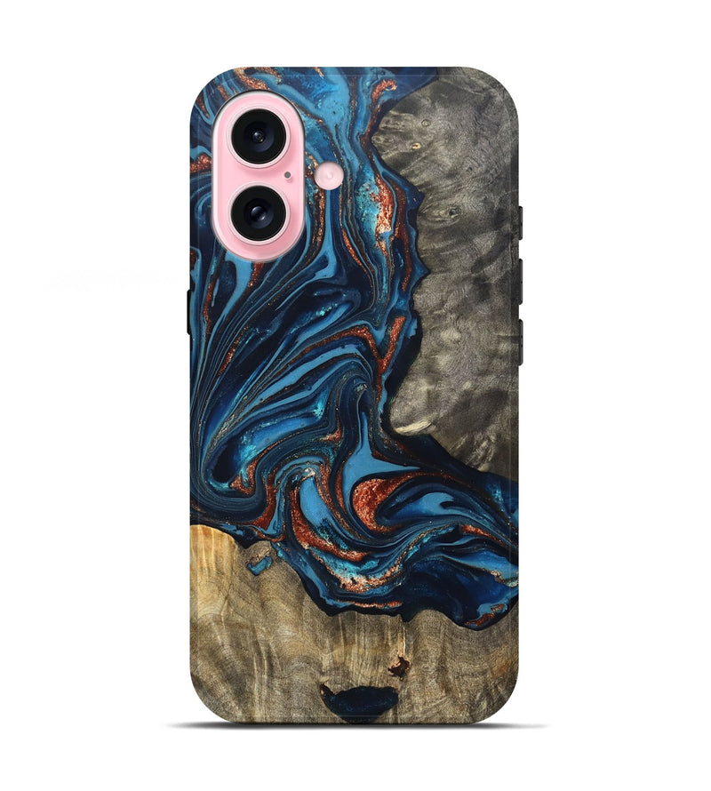 iPhone 17 Wood Live Edge Phone Case - Todd (Teal & Gold, 820731)