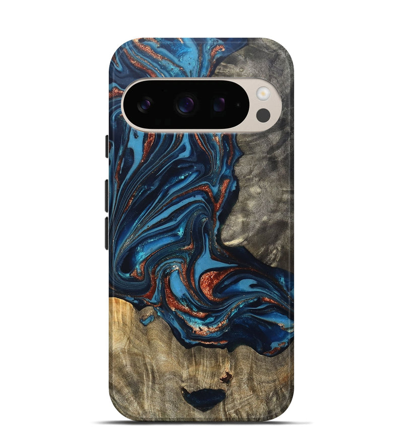 Pixel 10 Wood Live Edge Phone Case - Todd (Teal & Gold, 820731)
