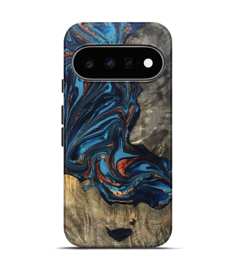 Pixel 11 Pro Wood Live Edge Phone Case - Todd (Teal & Gold, 820731)