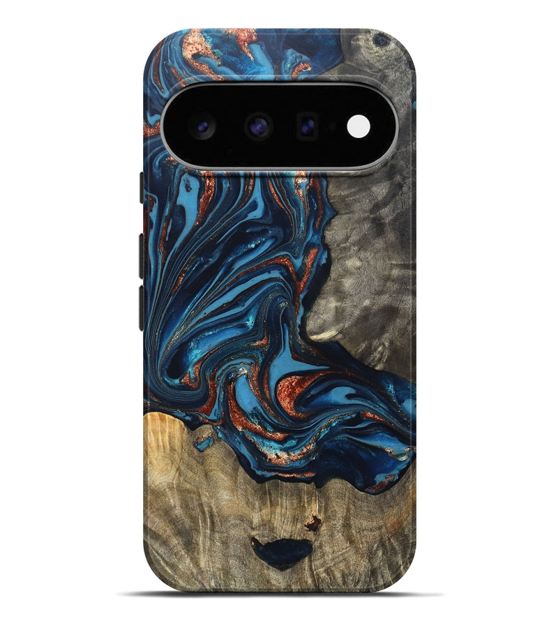 Pixel 11 Pro XL Wood Live Edge Phone Case - Todd (Teal & Gold, 820731)