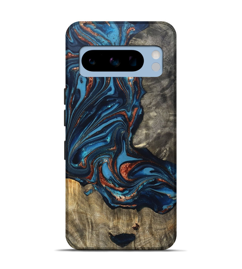Pixel 8 Pro Wood Live Edge Phone Case - Todd (Teal & Gold, 820731)
