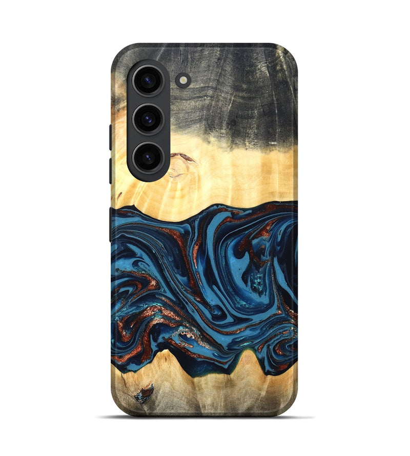 Galaxy S23 Wood Live Edge Phone Case - Pauline (Teal & Gold, 820732)